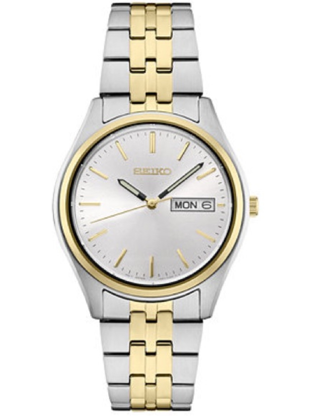 Seiko SUR430 Mens Essentials Two Tone Watch Silver Gold Needs Battery
